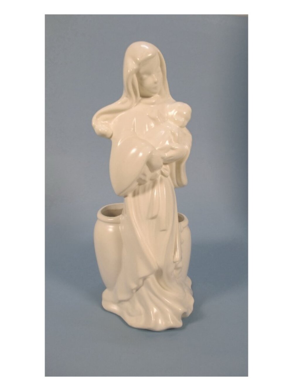 Vtg 50s HULL Pottery Planter Mary and Baby Jesus Madonna and Child MCM
